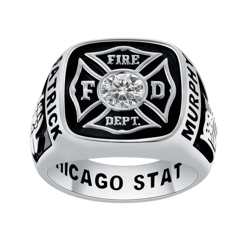 Sterling Silver 10K 14K 18K Gold Custom Birthstone Pattern High School College Class Ring for Men