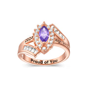 Sterling Silver 10K 14K 18K Gold Personalized Engraving Birthstone Class Ring for High School and College Graduates