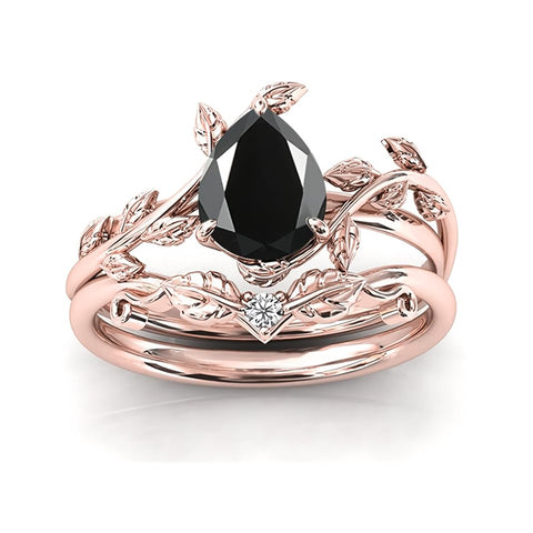 Sterling Silver 10K 14K 18K Gold 1ct Pear Shaped Gemstone Gemstone Engagement Ring Wedding Ring Sets