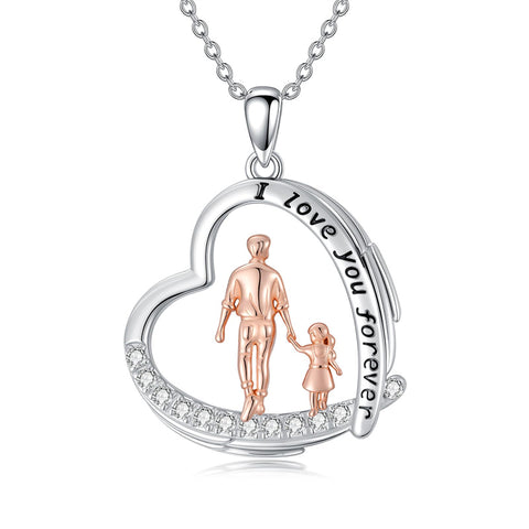 Sterling Silver Mother Daughter Father Daughter Sister Pendant Necklace Family Jewelry for Christmas Mother's Day