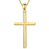 14K Gold Plated Cross Pendant Necklace for Women