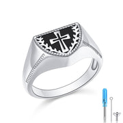 S925 Sterling Silver Cross Cremation Jewelry for Ashes, Urn Ring Holds Loved Ones Ashes Cremation Keepsake Ring Jewelry for Women Men