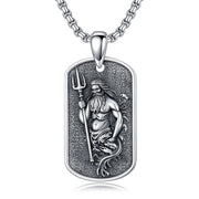 Sterling SilverPoseidon TridentPendant Necklace for Men