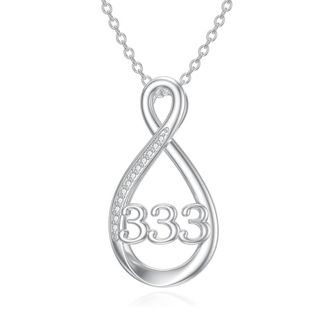 Sterling Silver 111 222 333 444 555 777 888 999 Infinity Angel Number Pendant Necklace