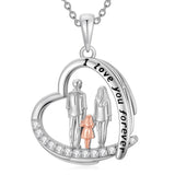 Sterling Silver Mother Daughter Father Daughter Sister Pendant Necklace Family Jewelry for Christmas Mother's Day