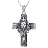 Sterling Silver Lion Semicolon Rose Sunflower Cross Pendant Religious Necklace