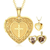 10K 14K 18K Solid Gold Heart Personalized Photo Starburst Cross Rose Wings Butterfly Turtle Celtic Pendant Necklace