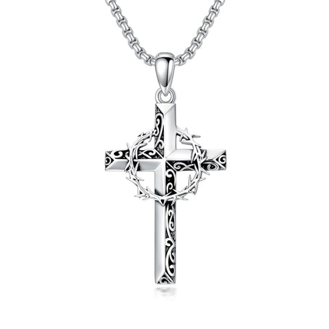 Sterling Silver Cross Pendant Necklace Christian Religious Jewelry Gifts for Anniversary