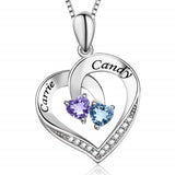 14K Gold 2  Simulated Birthstone Personalized Engraved Pendant Necklace for Women