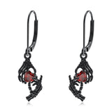 Sterling Silver Cubic Zircon Skull Leverback Earrings