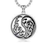 Sterling Silver Yin Yang Wolf Dragon Scorpion Tiger Wolf Phoenix Pendant Necklace