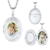 Copper Personalized  Photo Oval Olive Leaf Pendant Necklace