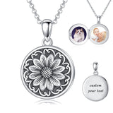 Sterling Silver Personalized Photo &Engraved Round Photo Necklace