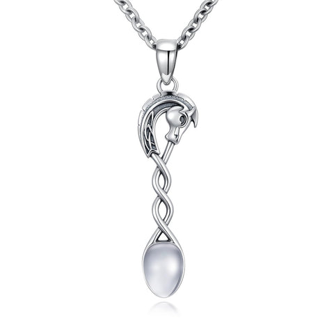 Sterling Silver Horse Turtle Dragon Masks Spoon Pendant Necklace