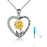 Sunflower Urn for Ashes Necklace Sterling Silver Sunflower Ashes Pendant Necklace Urns Locket Jewelry Gift for Women Girl