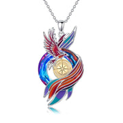 Sterling Silver Crystal Phoenix Pendant Necklace