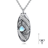 Sterling Silver Oval Paw Prints Dog FootPrints  Heart Rabbit Urn Necklace for Ashes Keepsake Jewelry for Women