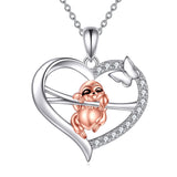 Sloth Necklace for Women 925 Sterling Silver Heart Sloth Pendant for Girls Sloth Jewelry Gift for Animal Lovers