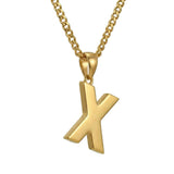 Initial Pendant Necklace 14K Gold Plated with Cuban Chain