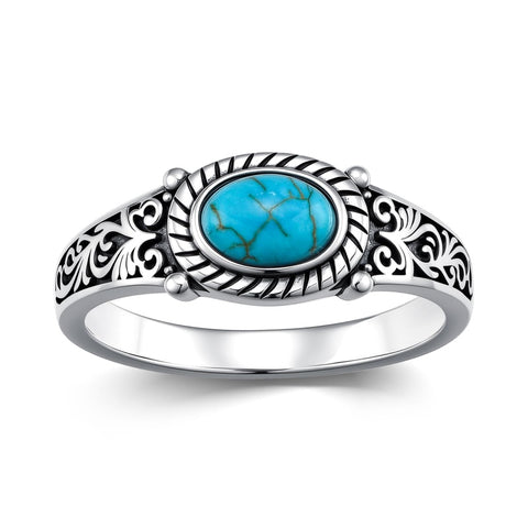 14K Gold Plated Turquoise Ring Western Jewelry Anniversary Birthday Gift for Women