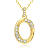 Cubic Zircon 14K Gold Plated Initial Letter A-Z Pendant Necklace