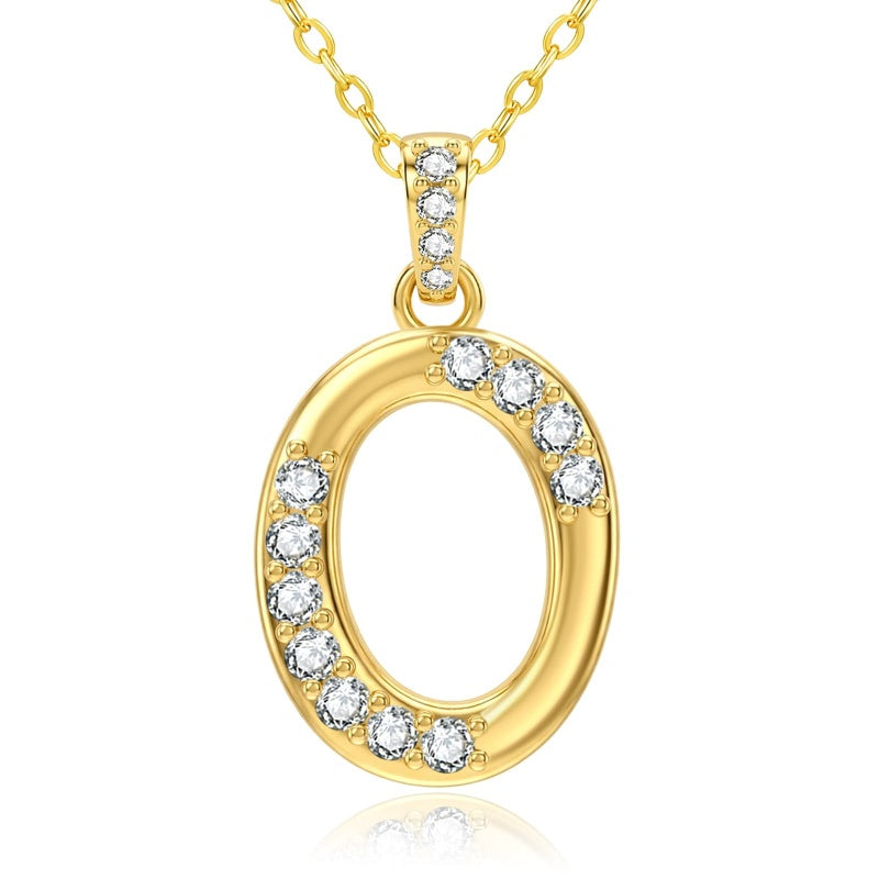 Cubic Zircon 14K Gold Plated Initial Letter A-Z Pendant Necklace