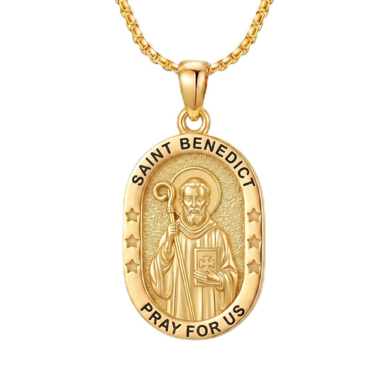 14K Gold  Plated Patron Saint Pendant Necklace Catholic Saints Religious Protective Jewelry Gift