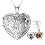 10K 14K 18K Gold Heart Personalized Photo Sunflower Pendant Necklace