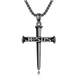 Sterling Silver  Nail Cross Jesus Pendant Necklace