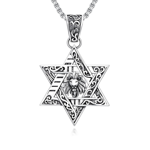 Sterling Silver Star of David Chai Cross Evil Eye Lion of Judah Menorah Tree of Life Protection Pendant Necklace