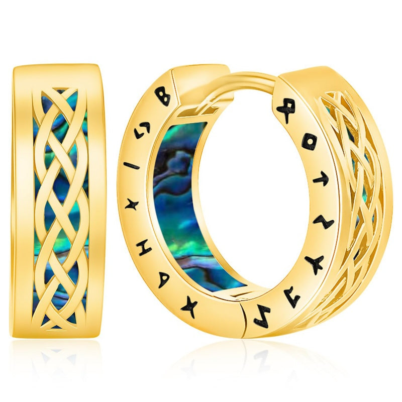 14K Gold Plated  Viking Hoop Earrings