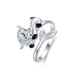 925 Sterling Silver Cute Animal Ring Adjustable Open Ring  Jewelry Gift for Women Girls