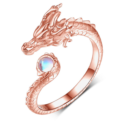 Sterling Silver Moonstone Dragon Ring