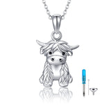 Highland Cow Urn Necklace for Ash 925 Sterling Silver Highland Cow Cremation Jewelry for Ashes Memory Jewelry for Women