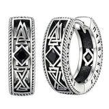 14K Gold Plated  Cubic Zircon Norse Viking Runes Hoop Earrings Viking Jewelry Gift for Men