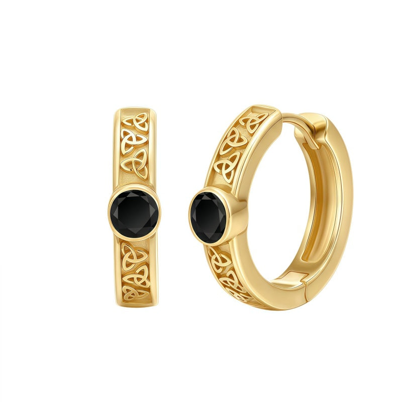14K Gold Plated Vikings  Celtic Knot Hoop Earrings