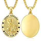 Patron Saint Medals Protection  14K Gold Plated Necklace for Men