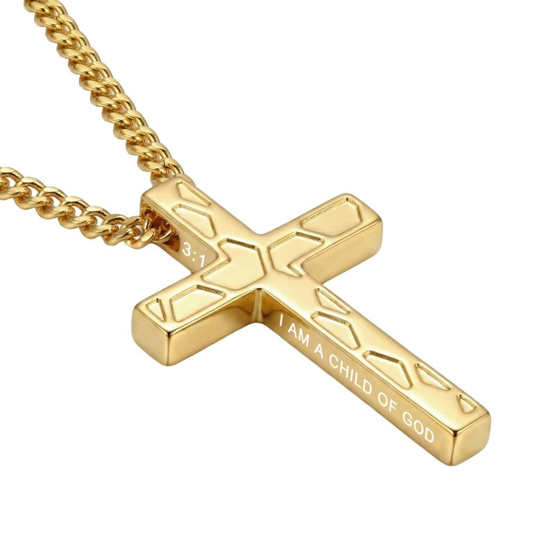 14K Gold Plated Soccer Football Basketball Baseball Cross  with Bible Verses Religious Pendant Necklace for Men
