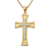 14K Gold Plated Cubic Zircon Cross Pendant Necklace for Men Birthdays Anniversary Christmas Father's Day Gift