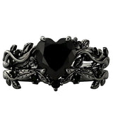 Sterling Silver 10K  14K  18K Gold 1CT-4CT Black Onyx Engagement Ring Gothic Wedding Promise Ring