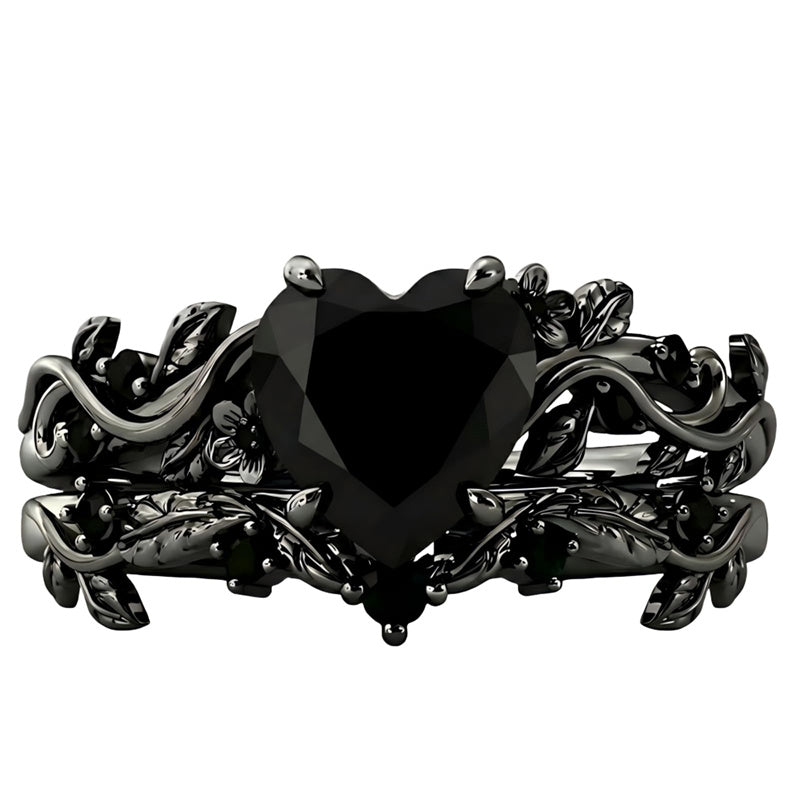 Sterling Silver 10K  14K  18K Gold 1CT-4CT Black Onyx Engagement Ring Gothic Wedding Promise Ring