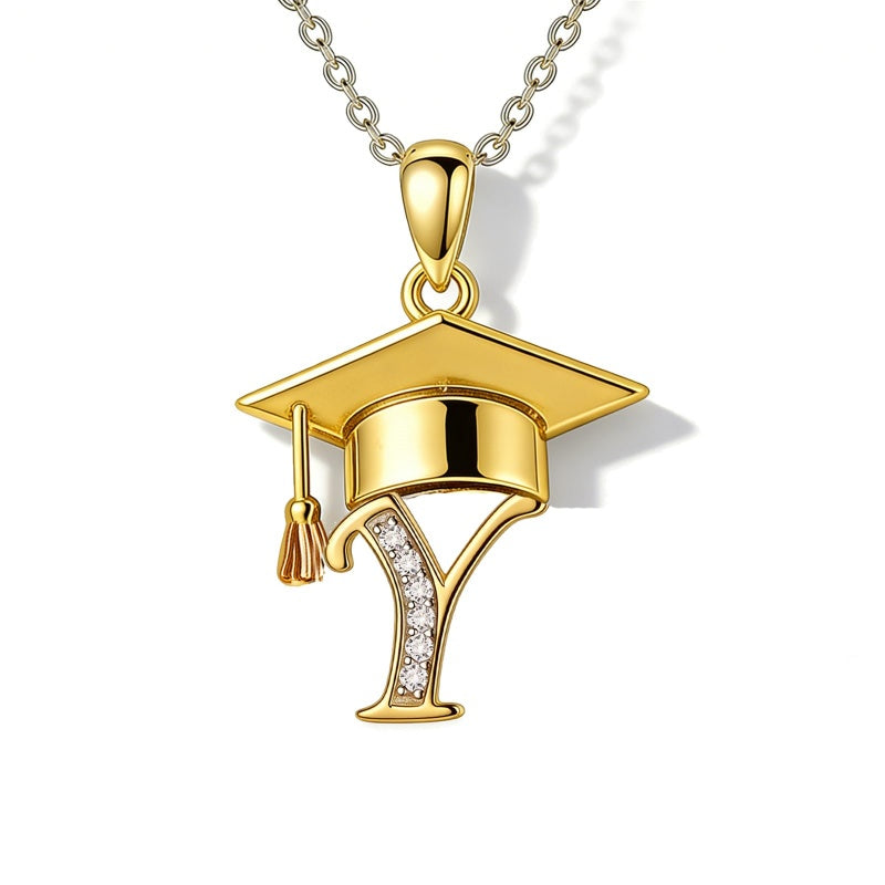 Initial  Graduation 14K Gold Plated Inspiring Grad Pendant Necklace Graduations Jewelry Gifts