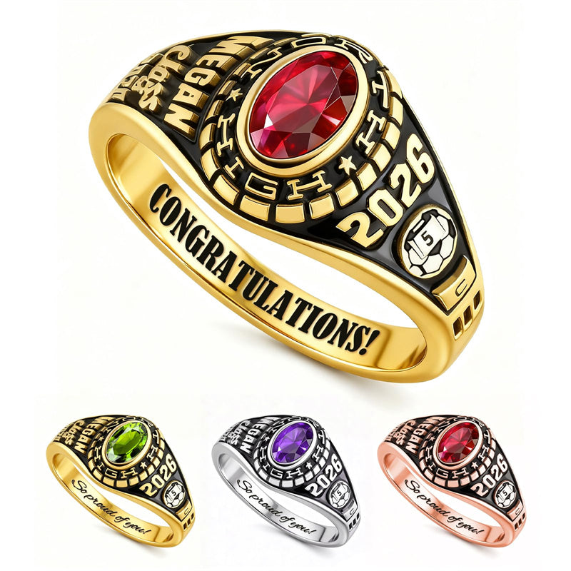 Sterling Silver Personalized Pattern Engraved Class Ring Graduation Ri ...