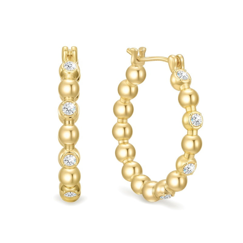 14K Gold Plated Round Cubic Zirconia Hoop Earrings for Women