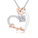 Sterling Silver Mother Daughter Pendant Necklace Engraved with Love You