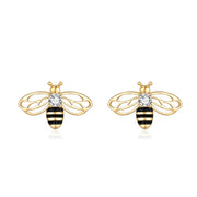 14K Yellow Gold Honey Bee Earrings for Women Fine Gold Pendant Gifts for Her