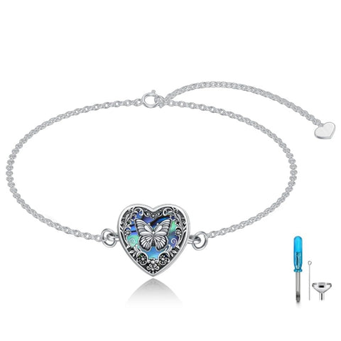 Sterling Silver Heart Urn Bracelet for Ashes Memorial Keepsake Jewelry Gifts for Women