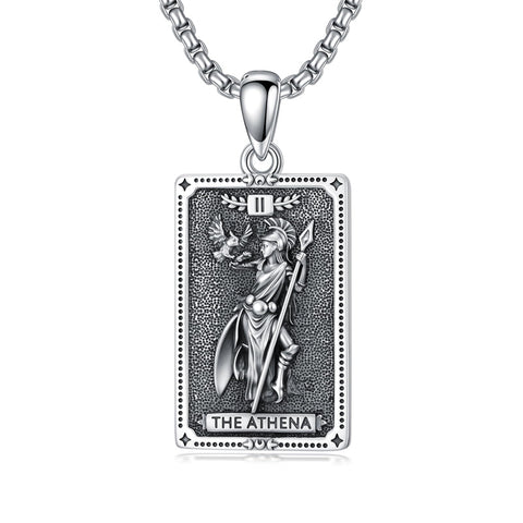 Sterling Silver Tarot Card Hecate Athena Artemis Lilith Medusa Goddess Pendant Necklace