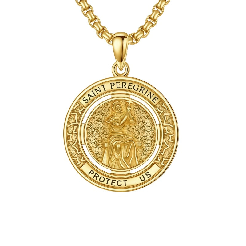 14K Gold Plated Patron Saint Necklace Saint Medal Catholic Amulet Jewelry