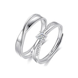 Copper Cubic Zirconia Cross  Adjustable Couple Rings